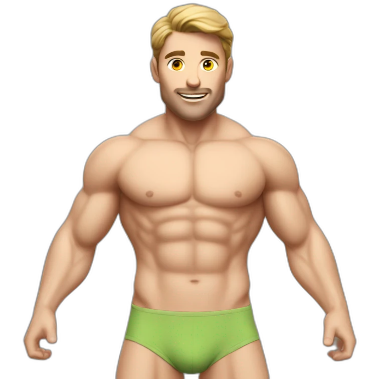 Caucasian muscular male bulge bikini realistic emoji