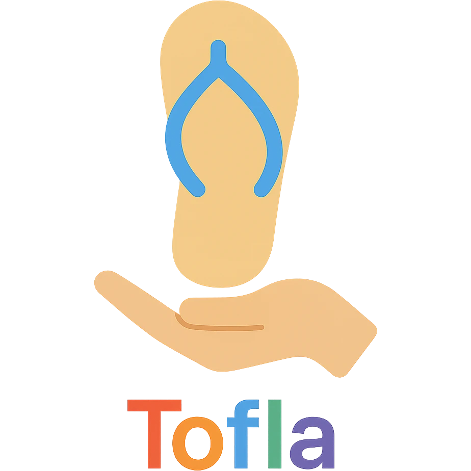 Add the text 'Tofla' on the icon in a colorful and modern style with transparent background. emoji