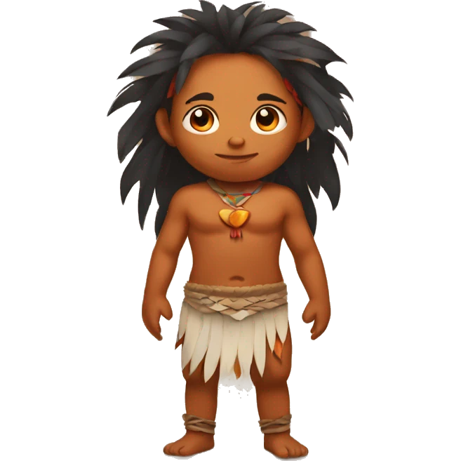 indigenous boy in loincloth with fiery hair emoji