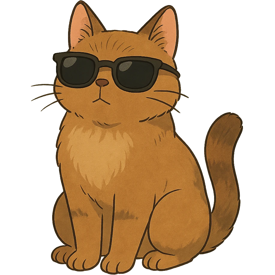 ghibli style cat wearing sunglasses emoji