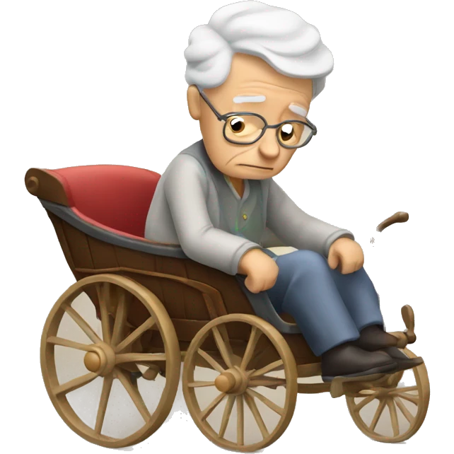 tired elderly sitting in carriage emoji