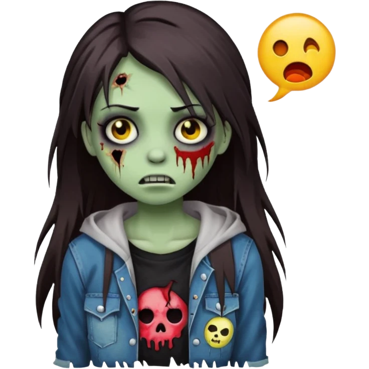 girl zombie long dark brown hair emo emoji emoji