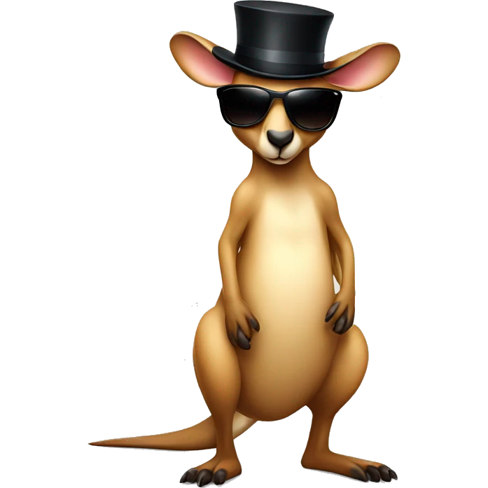 Kangaroo wearing a bikini, sunglasses & top hat emoji