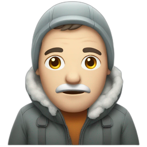 Man freezing with cold emoji
