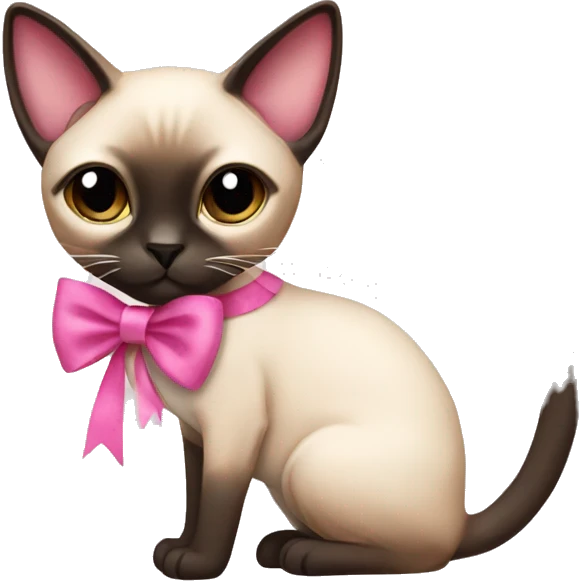 Siamese Cat with pink bow emoji