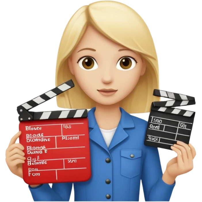 Blonde girl with film clapboard emoji