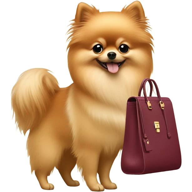 pomeranian with a birkin bag emoji
