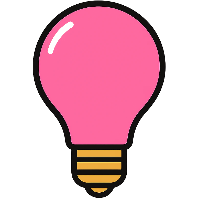 stylized pink light bulb playful bright icon emoji