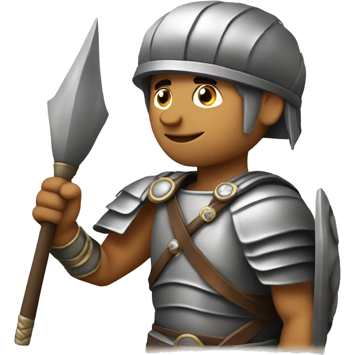  A Roman soldier with a daring expression, holding a spear in one hand and making a "rock" sign (the horns) with the other. A fun mix of history and modern attitude. emoji