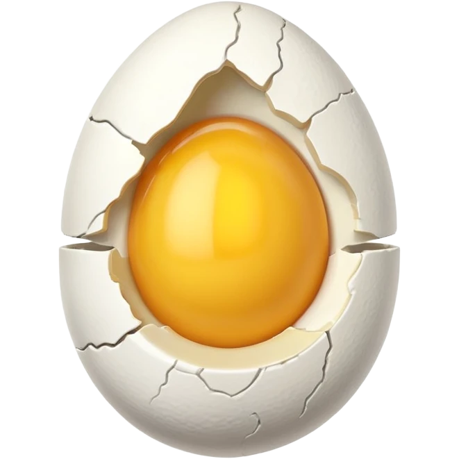 egg object icon, cracked egg with yolk, 3D cartoon, mobile game icon style, clean background, no text, no watermark
 emoji