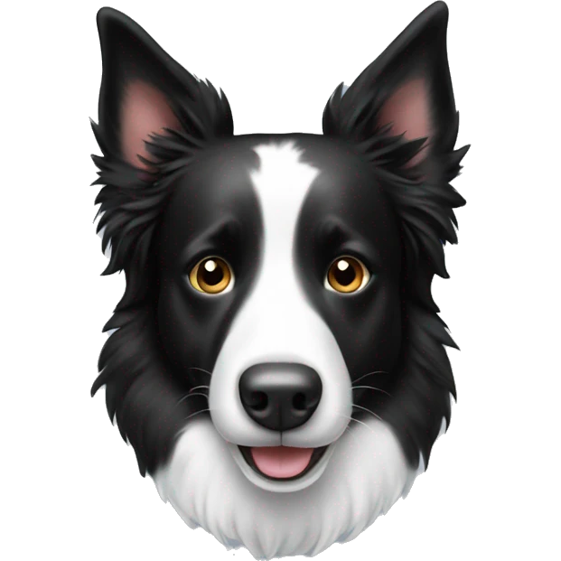 Black and white border collie smiling emoji