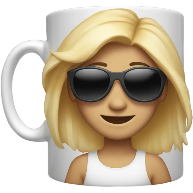 girl smiling with boys mug everyone with sunglasses emoji