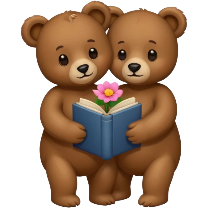 The bears hug + flower + book emoji