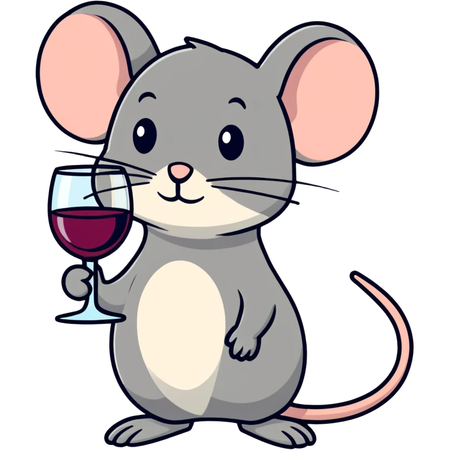 mouse with glass of vine emoji