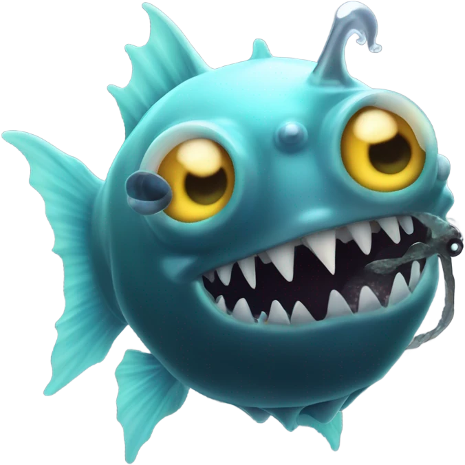 Anglerfish with glowing lure, sharp teeth, and big eyes. emoji
