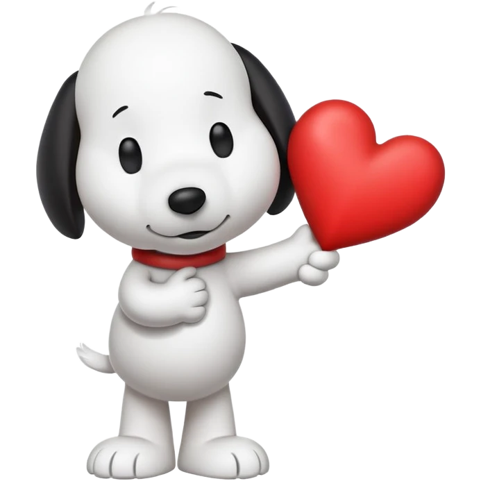 Snoopy holding a heart emoji
