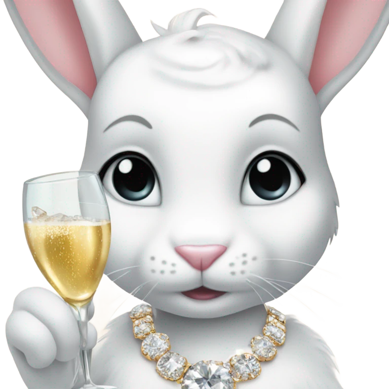 white female rabbit wearing diamonds drinking champagne  emoji