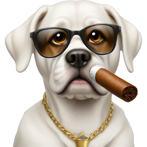 Dog wearing a top hot smoking cigar emoji