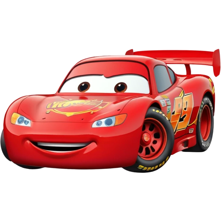 Lightning McQueen 95, red race car, smiling, cartoon style emoji