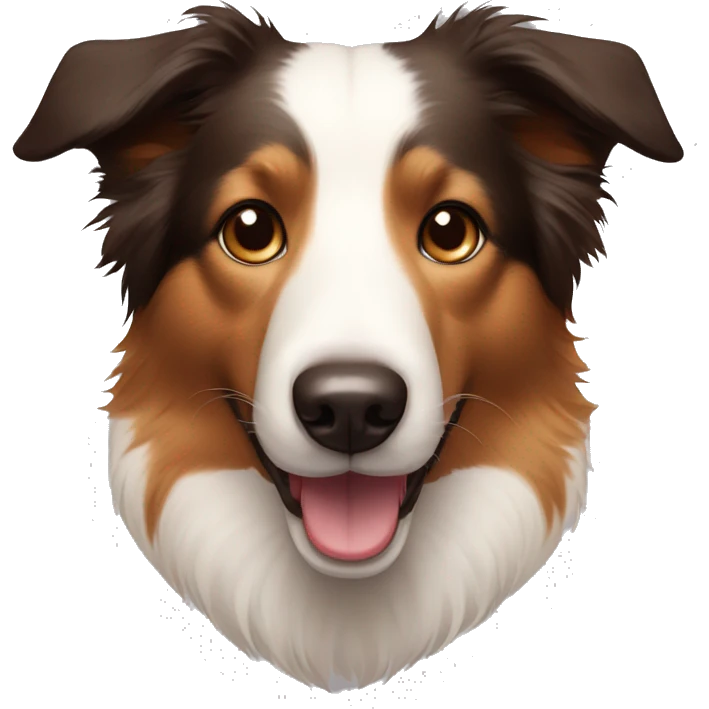 a border collie dog face with caramel fur around the eyes emoji