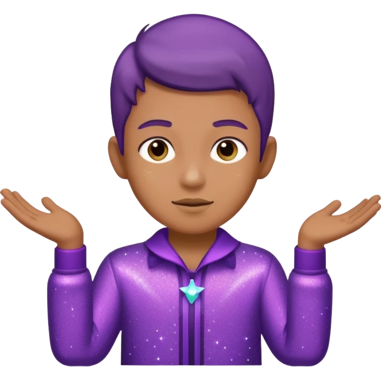 boy supervisor wearing glitter purple glittery clothes emoji