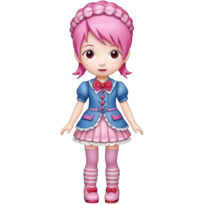 Isolated detaile illustration of the most modern raspberry torte doll figurine full body with pink hair emoji