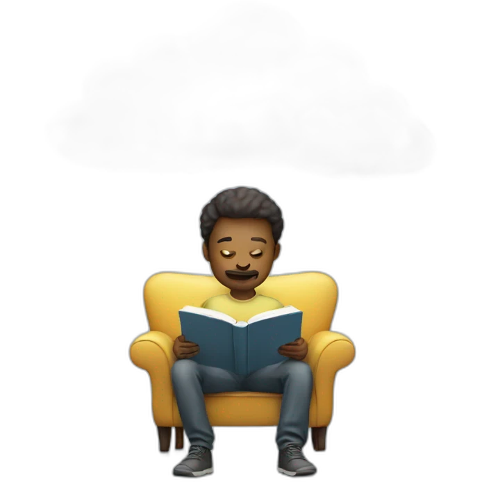A man reading on cloud emoji
