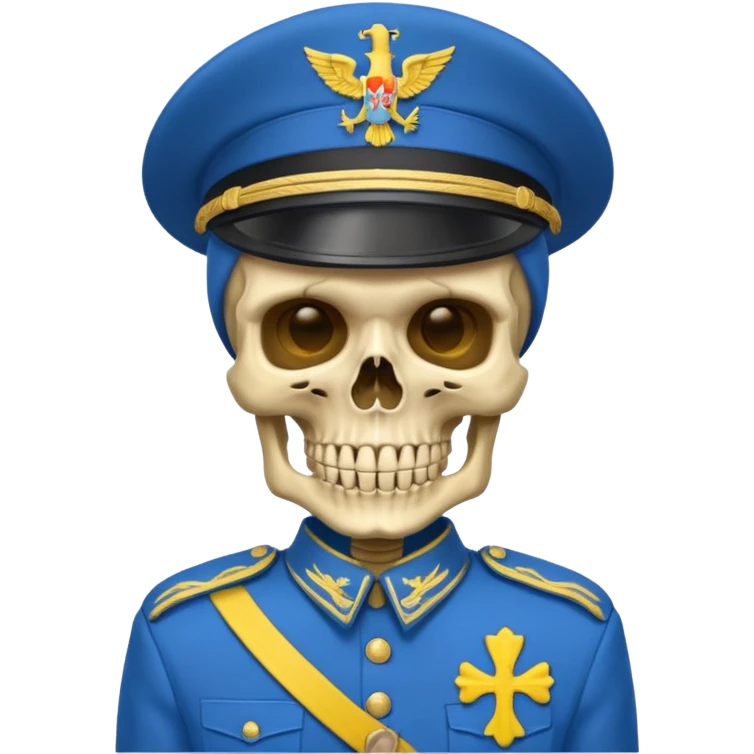 generate a very realistic skeleton in Ukrainian blue and yellow military uniform emoji
