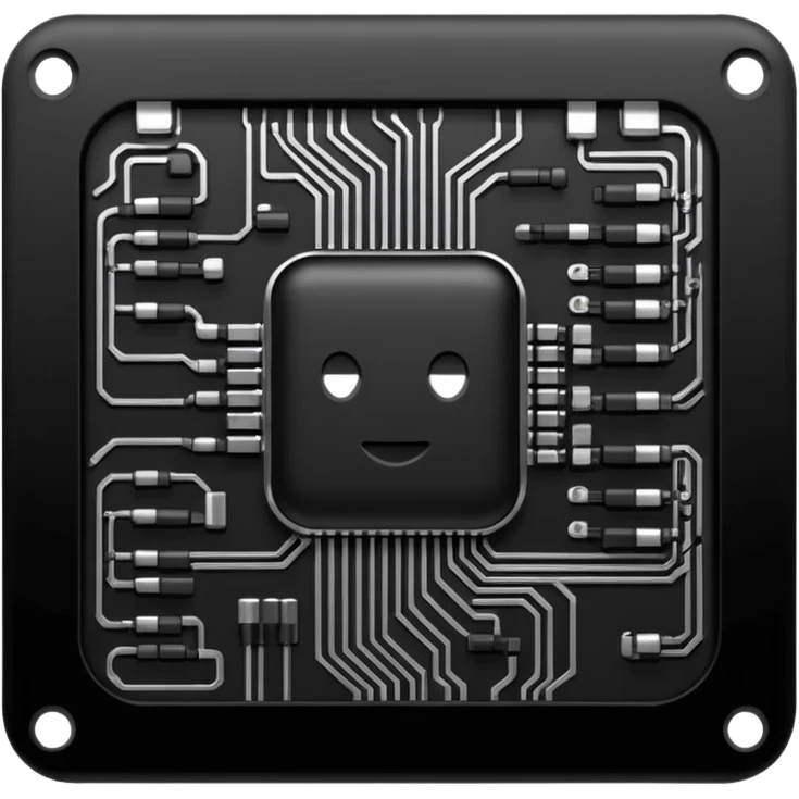 realistic black microcircuit emoji