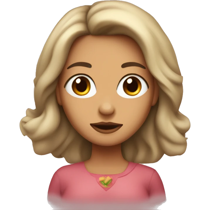 Mujer con pelo carmelita y piel blanca con ojos verded emoji