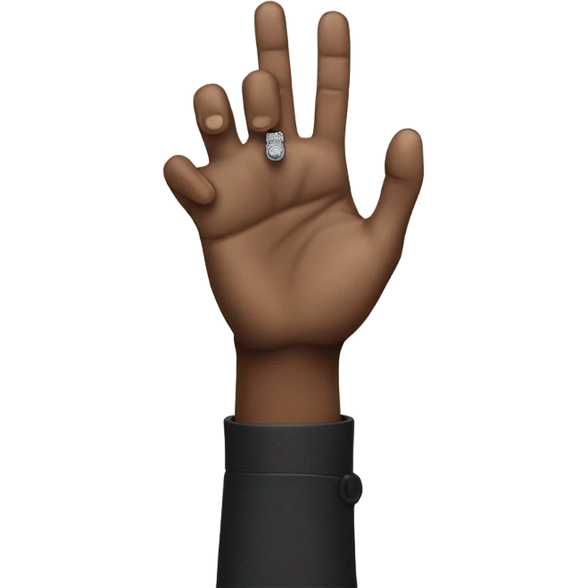 black hand with ring finger and middle finger together emoji