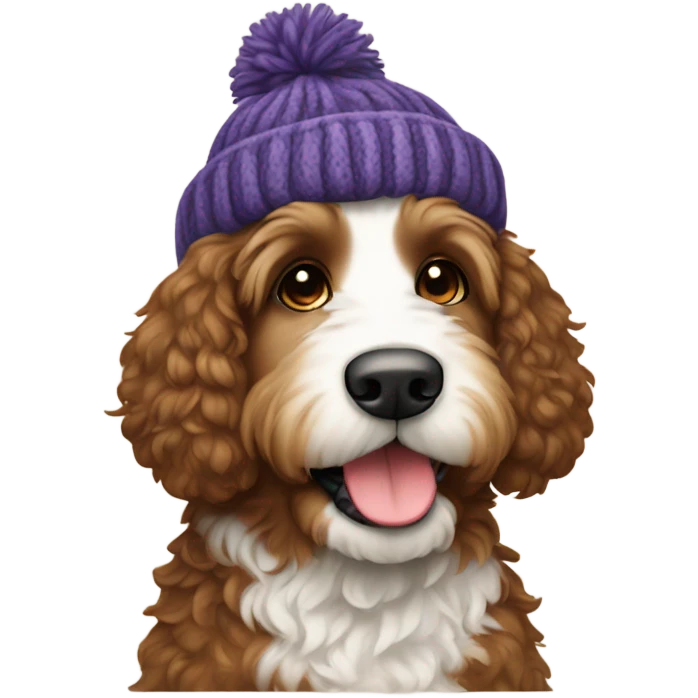 Bernedoodle in beanie  emoji