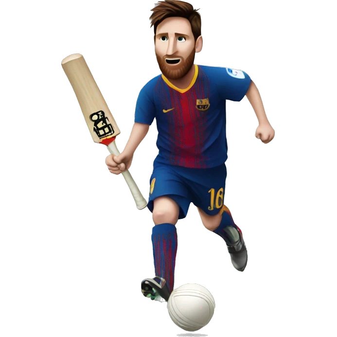 Messi playing cricket emoji
