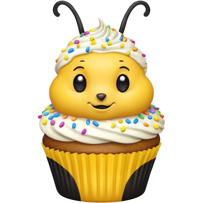 Embarrassed bee with cupcake emoji
