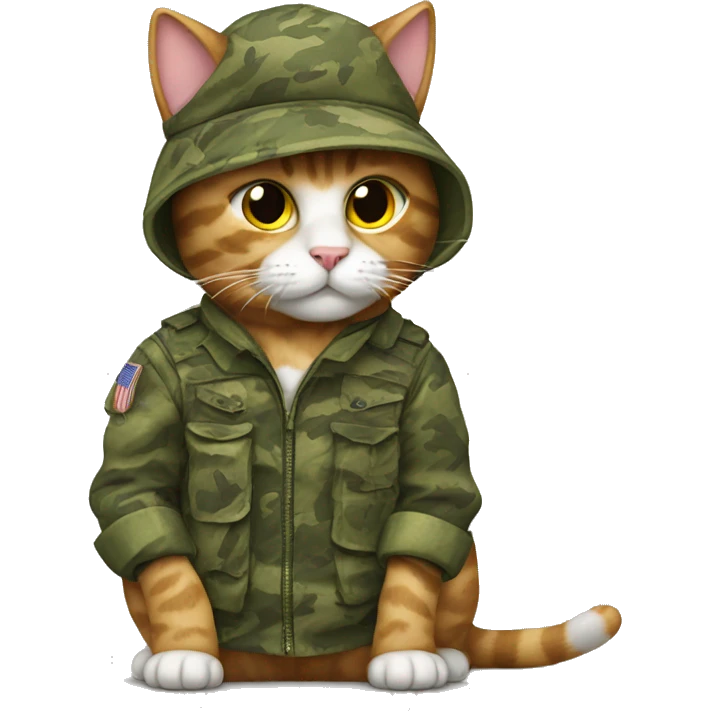 Cat dressed in camo  emoji