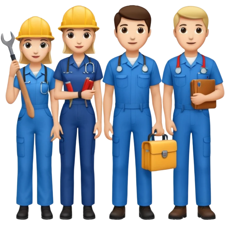 сделай несколько людей разных профессий только со светлой кожей emoji