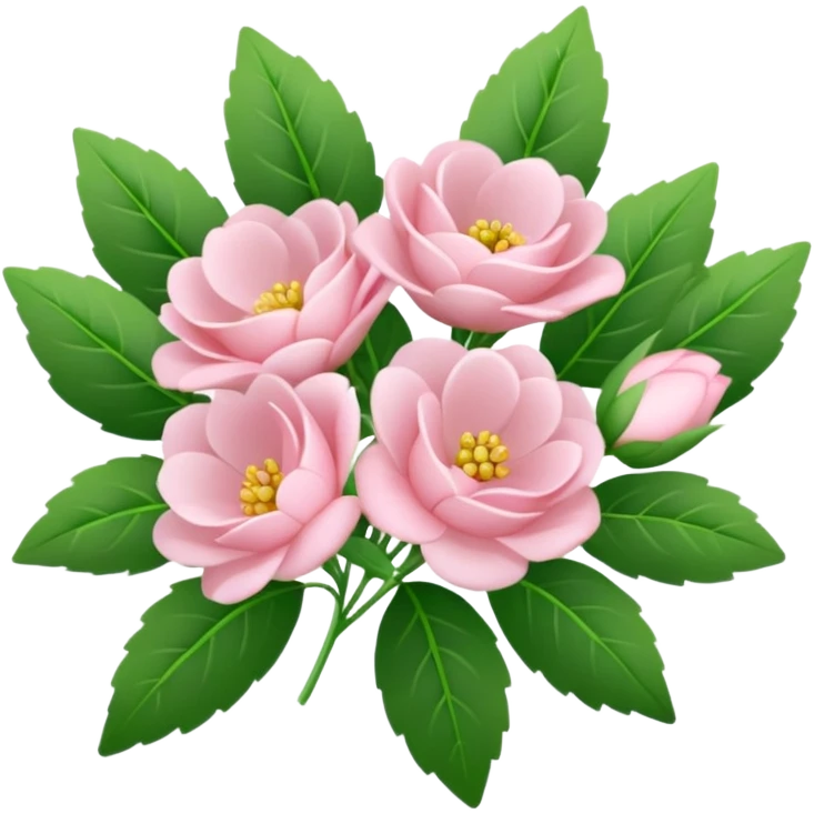 soft pink bouquet with green leaves emoji