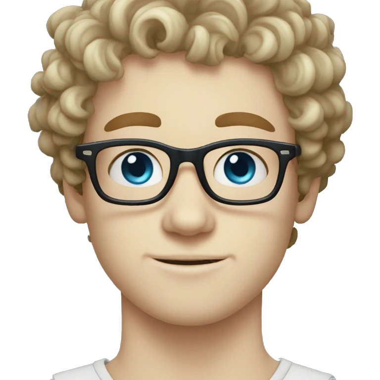 nerd, glasses, blue eyes, pale skin, curly hair emoji