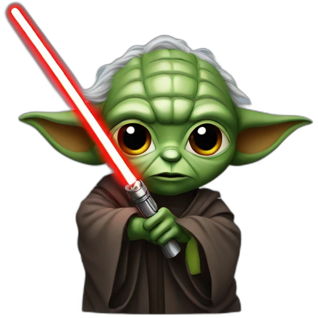 Dark Yoda with a red lightsaber emoji