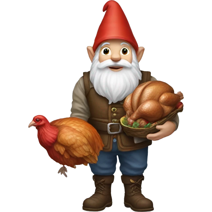Gnome holding a turkey  emoji