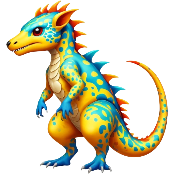 a vibrant colorful edgy vernid-fionbri-creature with splash patterns full body emoji