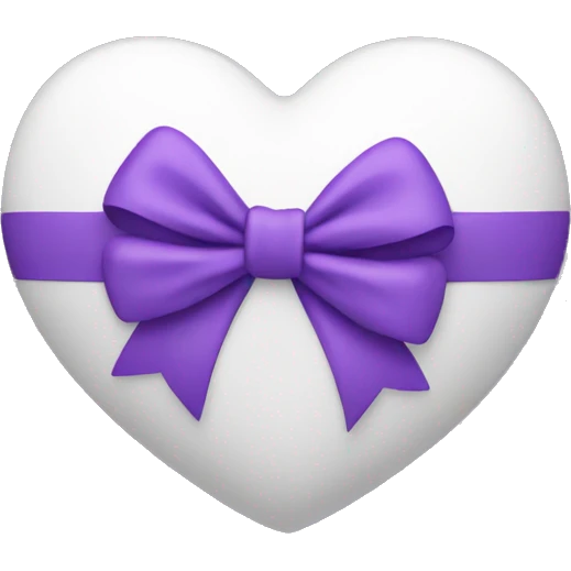 white heart with purple bow emoji