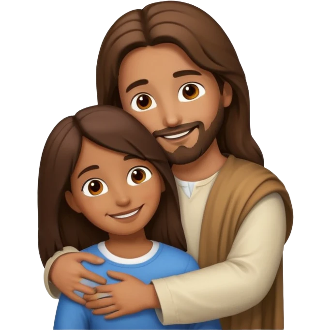 jesus hugging brown girl emoji