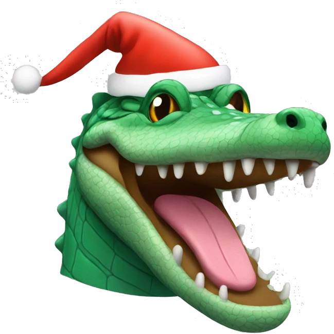 Cocodrile with christmas hat  emoji