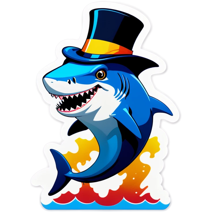 Shark with a top hat emoji