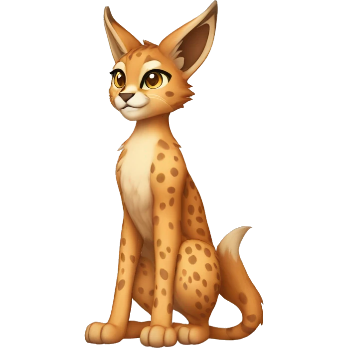 Anthro Beige-Orange-Brown Spotted Fur-Sona-Fakemon Lynx-Caracal Full Body emoji