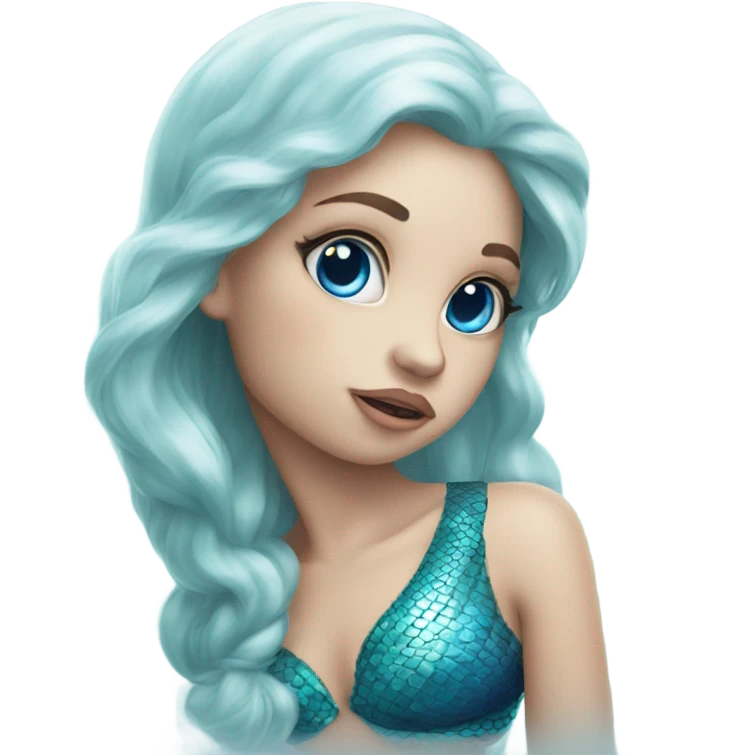 little cute mermaid kisses with blue eyes  emoji