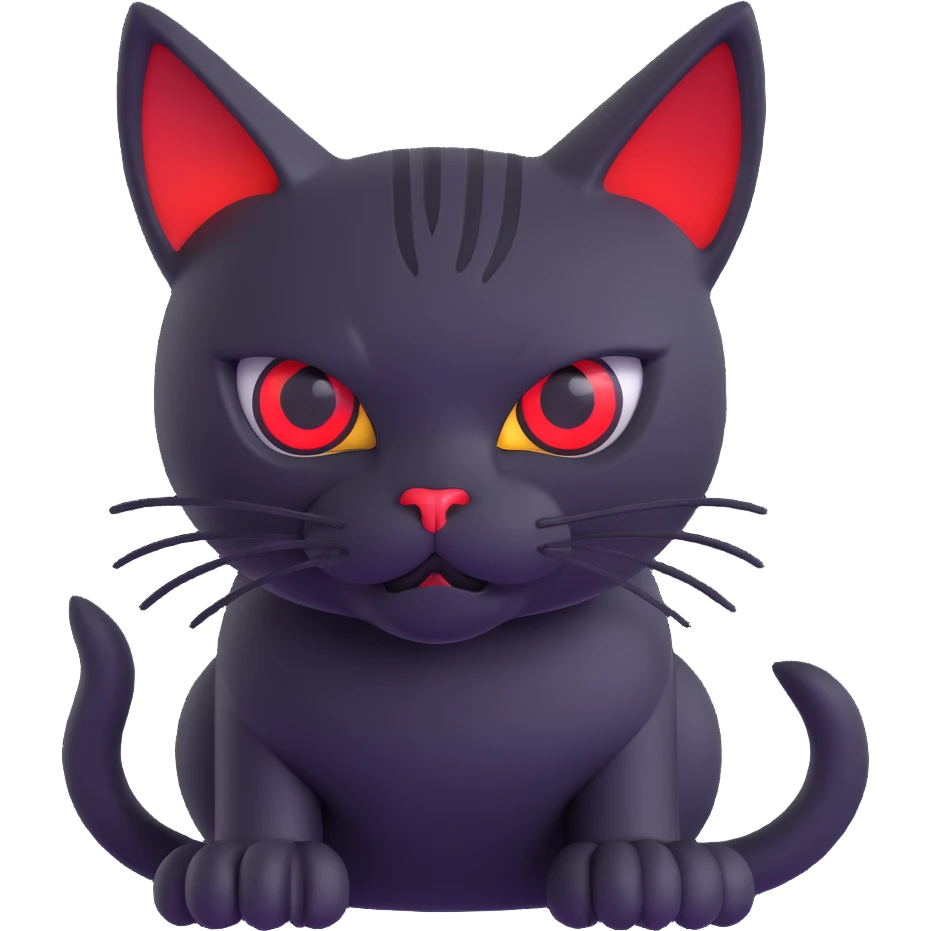 glowing red scary cat with red eyes emoji