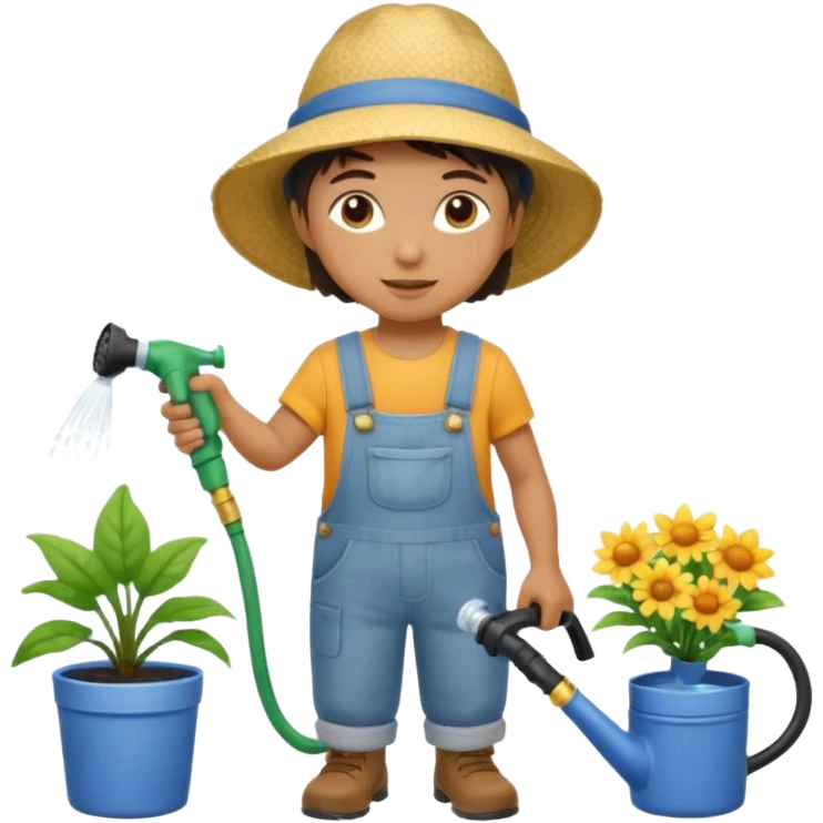 gardener watering with a hose emoji