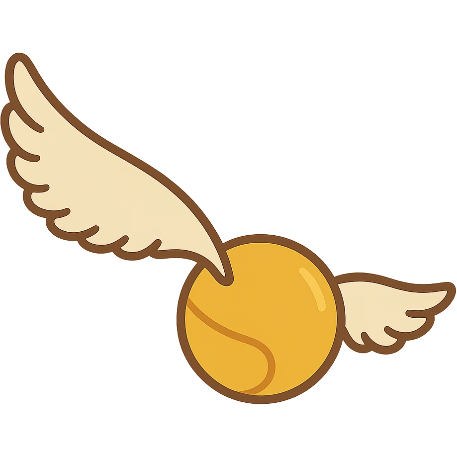 Draw a golden snitch in Color Filled style: hand-drawn with clear color transitions from base to shadow or highlight, no gradients or realism, no outlines, magical atmosphere, transparent background. emoji